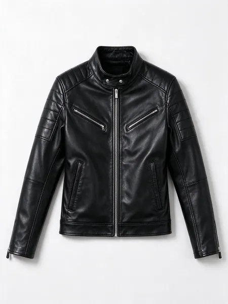 Outfit photo: Black leather biker jacket