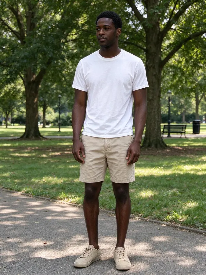AI Clothes Swapper: Black puffer jacket and cargo pants – Before