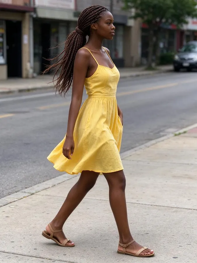 AI Clothes Swapper: Red floral summer dress – Before