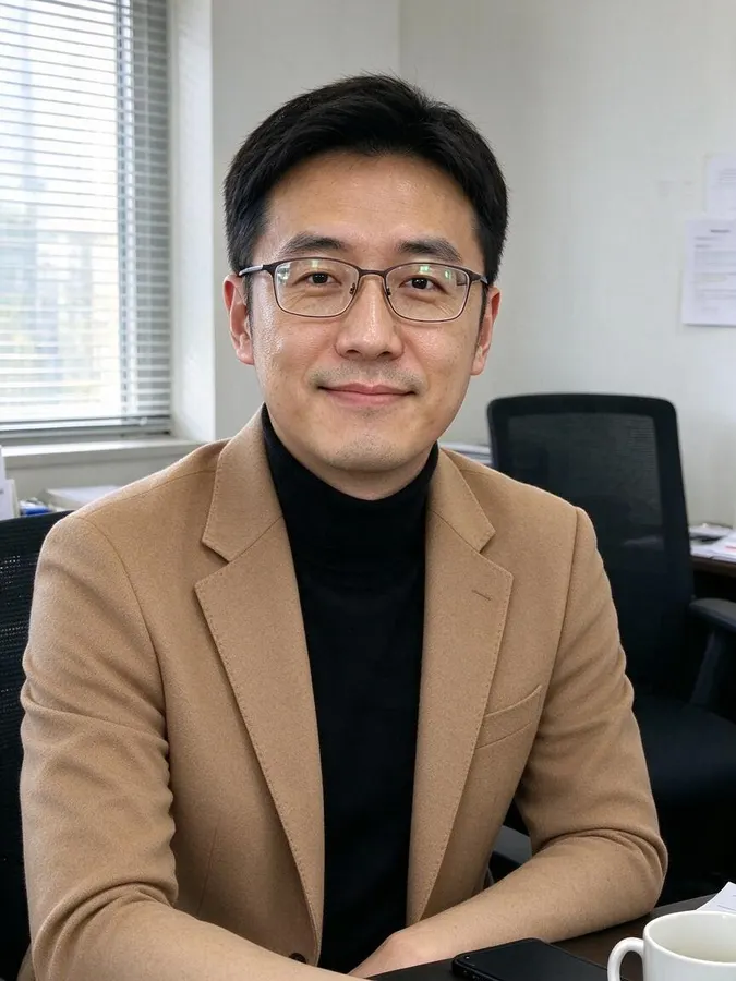 AI Clothes Swapper: Camel blazer over a black turtleneck – After